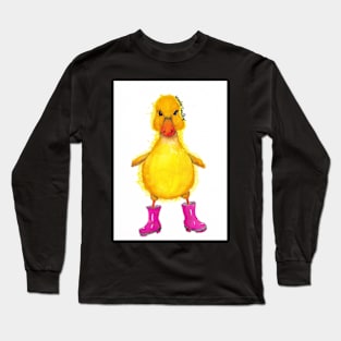 Baby duck in hot pink rainboots Long Sleeve T-Shirt